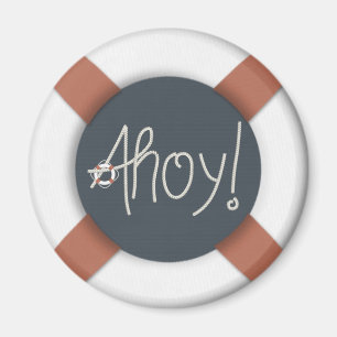 Nautical Ahoy Rope Text & Lifesaver Magnet