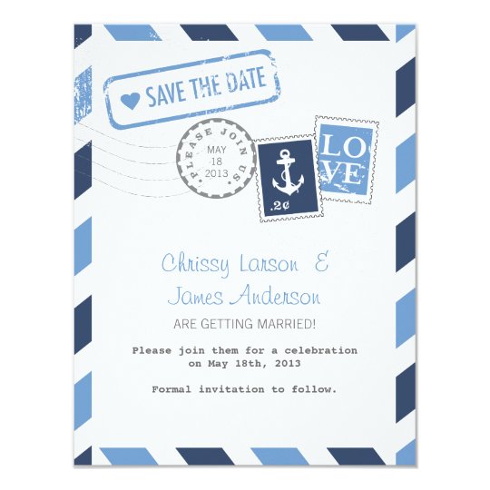 Nautical Airmail Card Save the Date