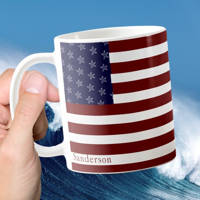 Nautical American Flag Red White Blue Starfish Cof Coffee Mug (Creator Uploaded)