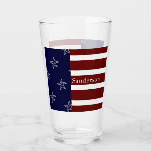 Nautical American Flag Red White Blue Starfish: Glass