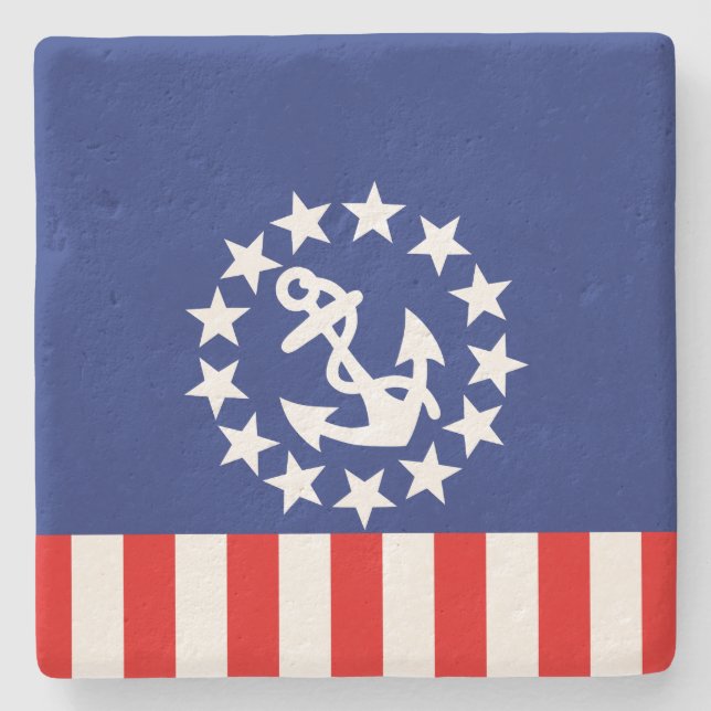 Nautical American Yacht Flag is at the Marina Stone Coaster (Front)