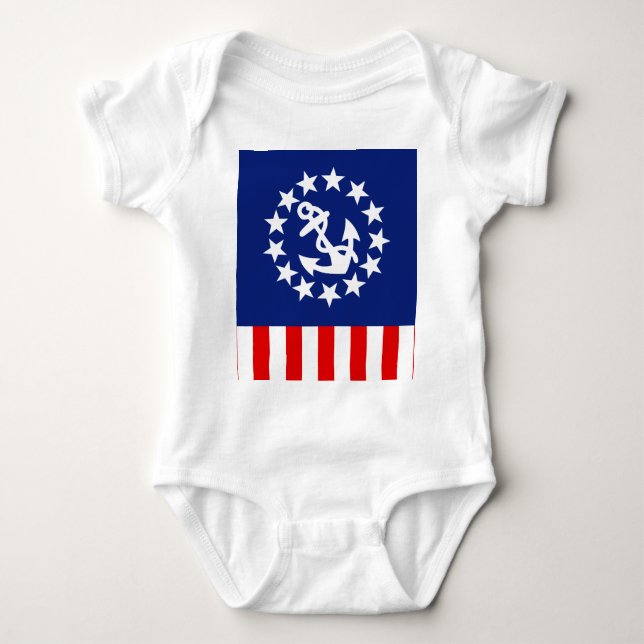 Nautical American Yacht Flag Symbol Baby Bodysuit (Front)