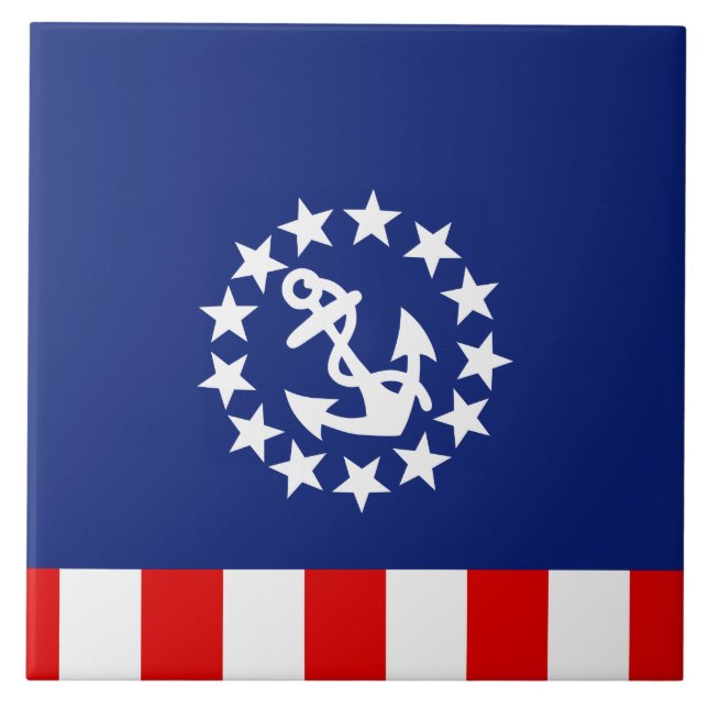 Nautical American Yacht Flag Symbol Ceramic Tile (Front)