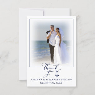 Nautical Anchor 2 Photo Wedding Script Thank You Card