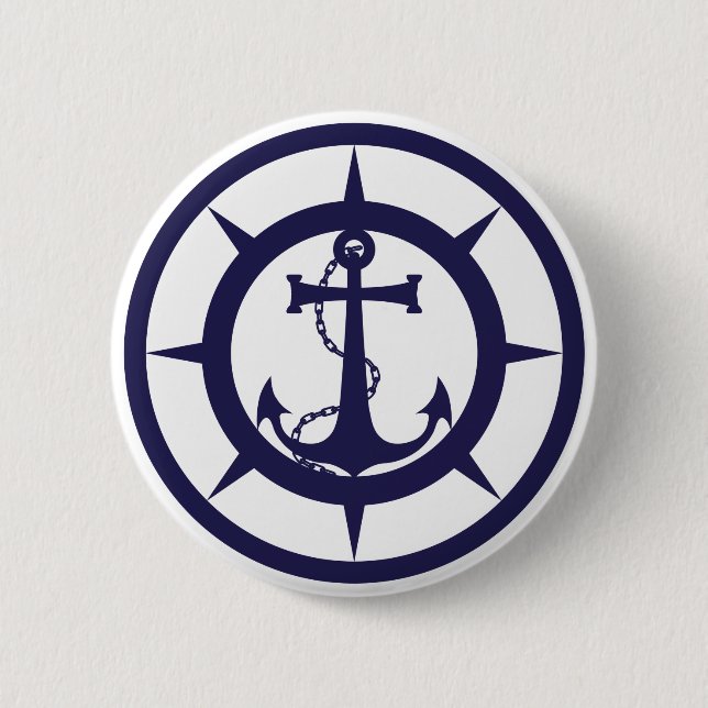 Nautical Anchor 6 Cm Round Badge (Front)