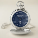 Nautical Anchor 80th Birthday Luxury Vintage Navy  Pocket Watch<br><div class="desc">Anchor,  nautical,  80 years old,  captain,  sailor. Est. 1943. 80th Birthday,  eighty,  80 years old,  navy blue and white,  funny watch.</div>