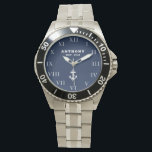 Nautical Anchor 80th Birthday Luxury Vintage Navy  Watch<br><div class="desc">Anchor,  nautical,  80 years old,  captain,  sailor. Est. 1943. 80th Birthday,  eighty,  80 years old,  navy blue and white,  funny watch.</div>