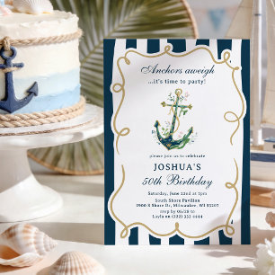 Nautical Anchor Adult Birthday Invitation
