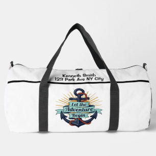 Nautical Anchor Adventure Travel monogram personal Duffle Bag