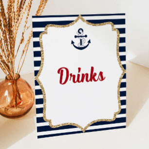 Nautical Anchor Ahoy Drinks Drink Table Party Sign