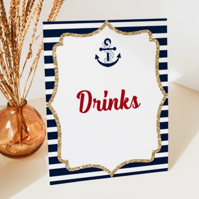 Nautical Anchor Ahoy Drinks Drink Table Party Sign (Creator Uploaded)