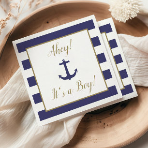 Nautical Anchor "Ahoy! It's a Boy!" Baby Shower Napkin