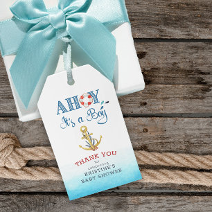 Nautical Anchor Ahoy It's A Boy Personalised Gift Tags