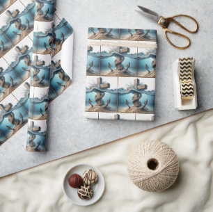 Nautical Anchor and Cross In Ocean Water Wrapping Paper