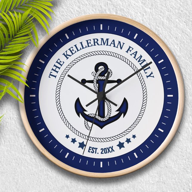 Nautical Anchor and Family Name Custom Clock (Creator Uploaded)