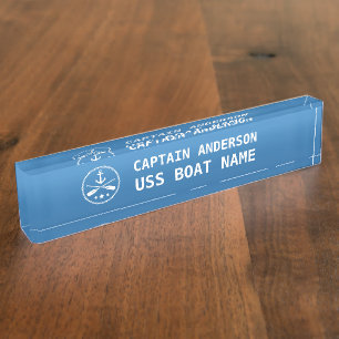 Nautical Anchor and Oars Captain and Boat Nameplate