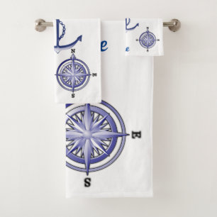 Nautical Anchor And Personalized Boat Name Bath Towel Set