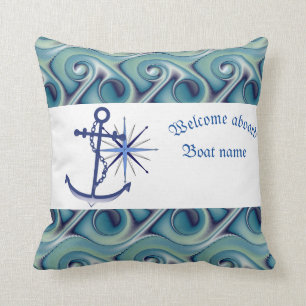 Nautical Anchor And Personalized Boat Name Cushion