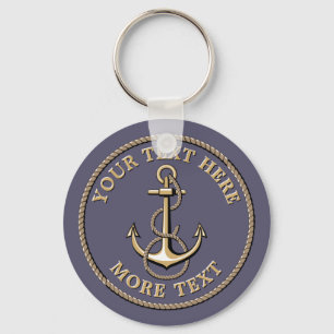 Nautical Anchor And Rope Template Key Ring