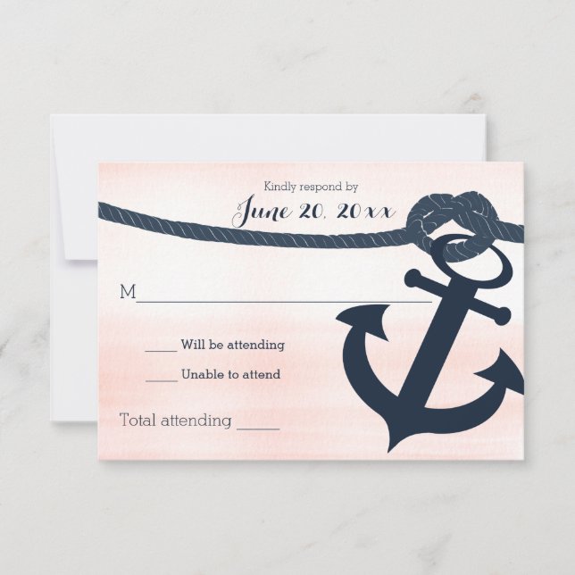 Nautical Anchor and Rope Wedding Response Blush (Front)