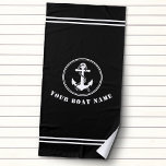 Nautical Anchor and Rope with Boat Name Black Beach Towel<br><div class="desc">Rustic Nautical Anchor and Rope with Your Custom Boat Name Black Beach Towel. This personalised towel will not just keep you dry but also is a fun conversation piece. Makes a great gift item for any occasion.</div>