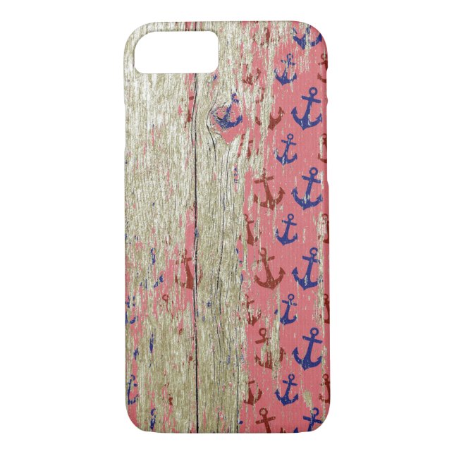 nautical anchor and rustic wood Case-Mate iPhone case (Back)