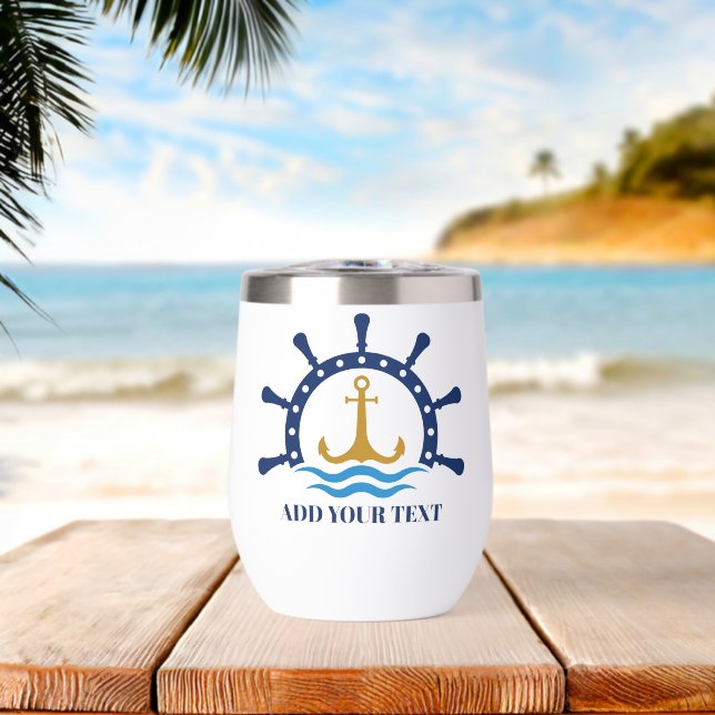 Nautical Anchor and Ship Wheel Personalised (Beach (Rotated))