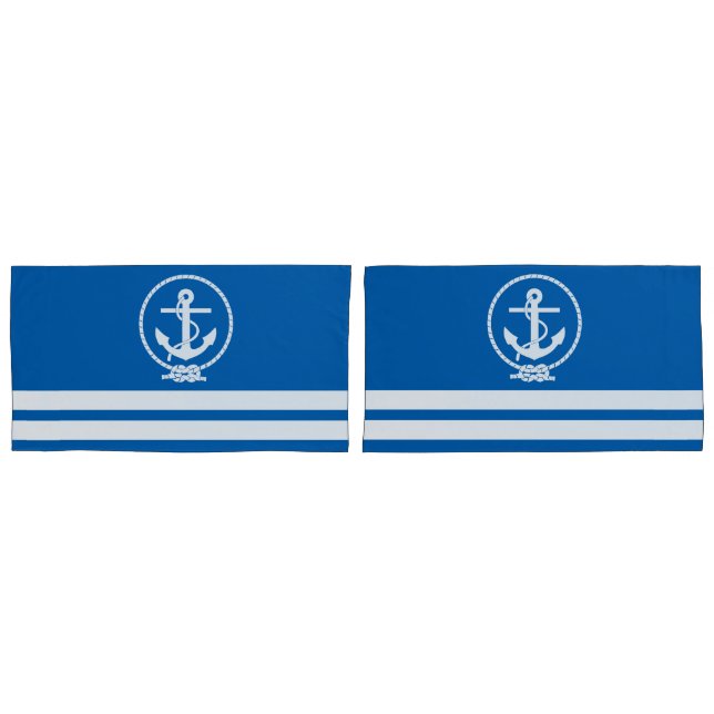 Nautical Anchor and Stripes Pattern Pillowcase (Front-Set)