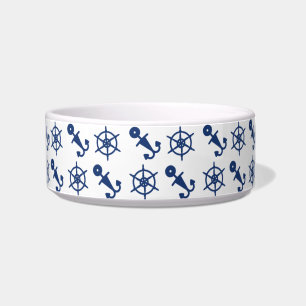 Nautical Anchor and Wheel Dog Bowl