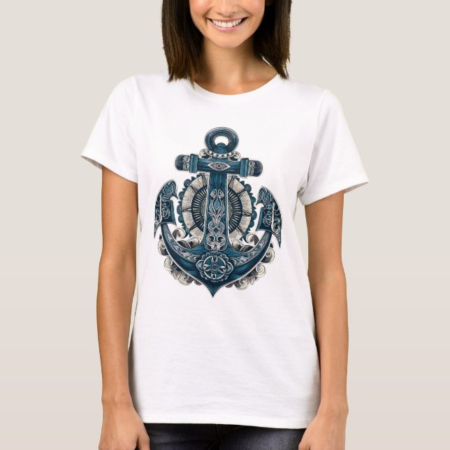 Nautical Anchor Art Graphic T-Shirt – Vintage (Front)
