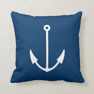 Nautical anchor aweigh pillow cushion   Navy Blue