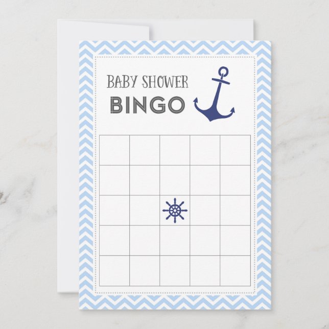 Nautical Anchor Baby Shower Bingo Card (Front)