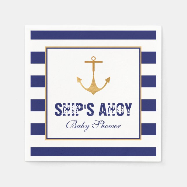 Nautical Anchor Baby Shower Napkin (Front)