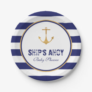 Nautical Anchor Baby Shower Paper Plate
