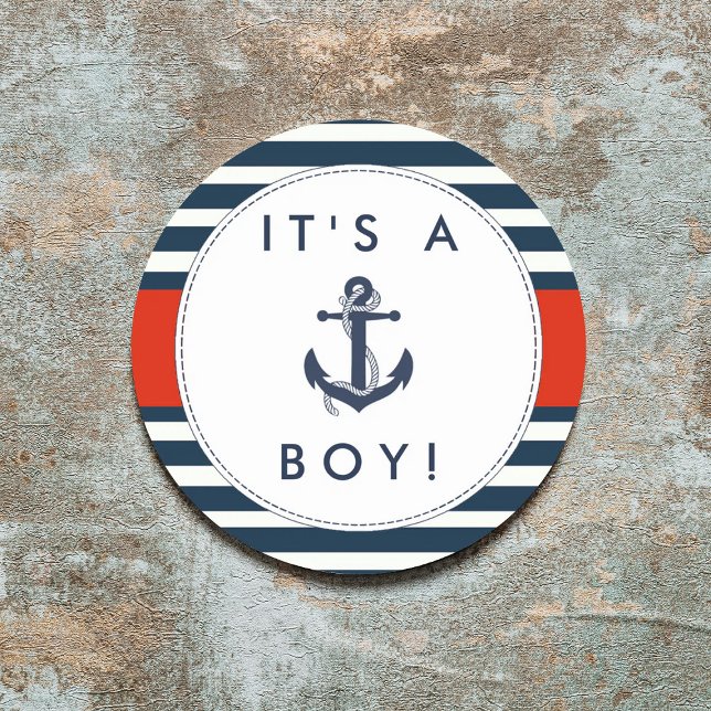 Nautical Anchor Baby Shower Stickers - It's A Boy! (Creator Uploaded)