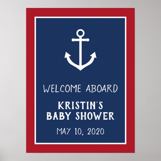 Nautical Anchor Baby Shower Welcome Sign (Front)