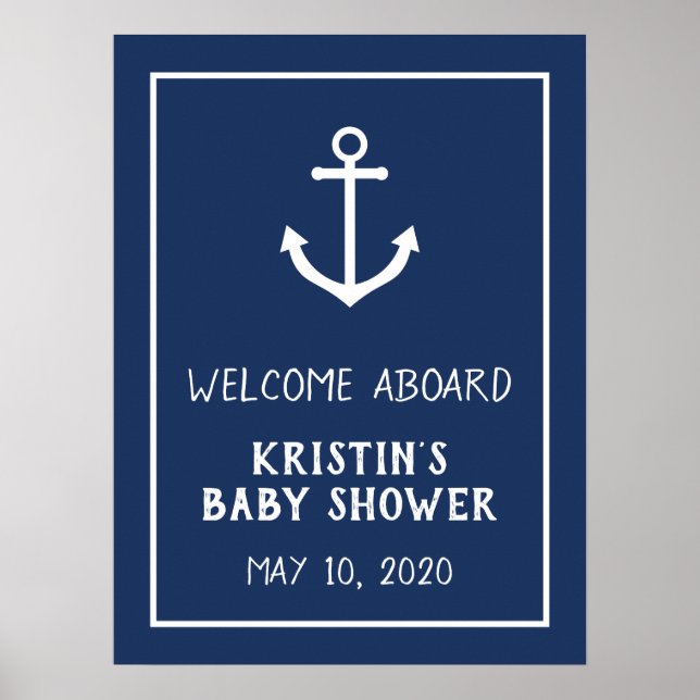 Nautical Anchor Baby Shower Welcome Sign (Front)