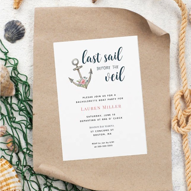 Nautical Anchor Bachelorette Party Invitation (Creator Uploaded)