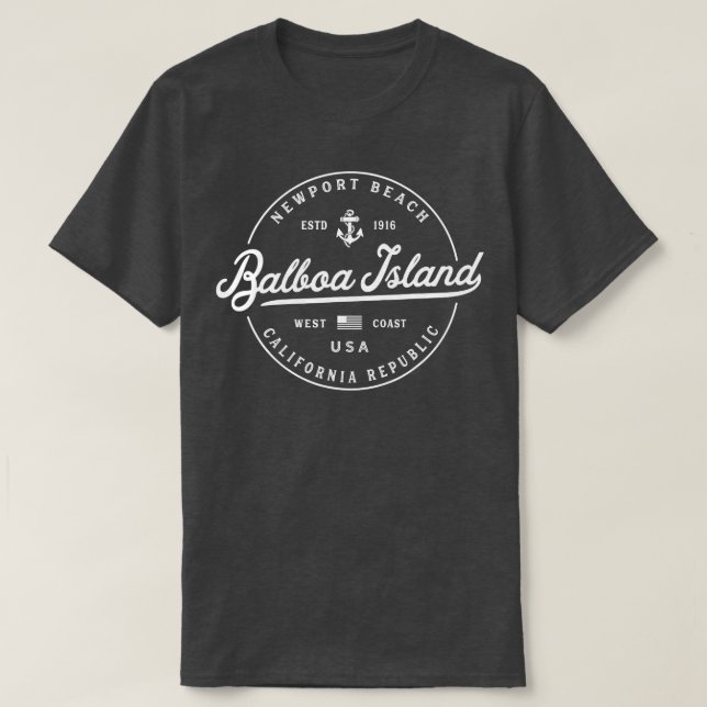 NAUTICAL Anchor Balboa Island California Travel Va T-Shirt (Design Front)