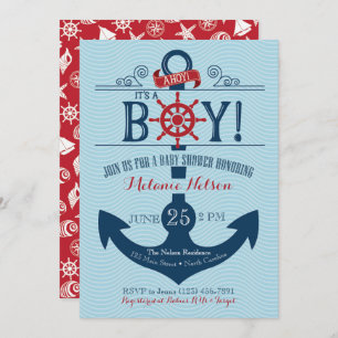 Nautical Anchor Beach Baby Shower Invitation