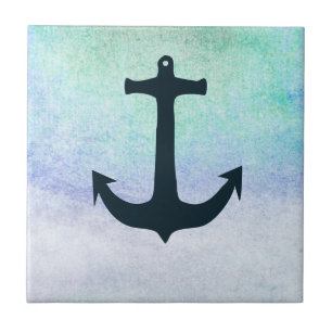 Nautical Anchor Beach Blue Summer vintage Ceramic Tile
