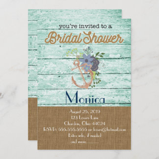Nautical Anchor Beach Bridal Shower Invitation
