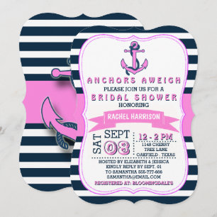 Nautical Anchor Beach Bridal Shower Invitations