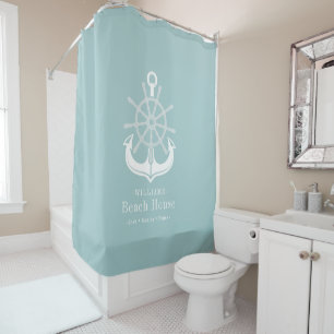 Nautical Anchor Beach House Family Name Shower Curtain