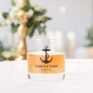 Nautical Anchor Beach House Wedding Favours Custom Whiskey Glass