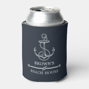 Nautical Anchor Beach or Lake House Family Name Can Cooler