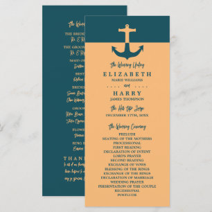 Nautical Anchor, Beach Wedding Programme Program