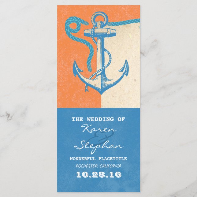 nautical anchor beach wedding programs (Front)