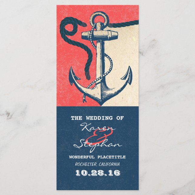 nautical anchor beach wedding programs (Front)