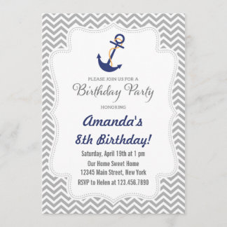 Nautical Anchor Birthday Invitation